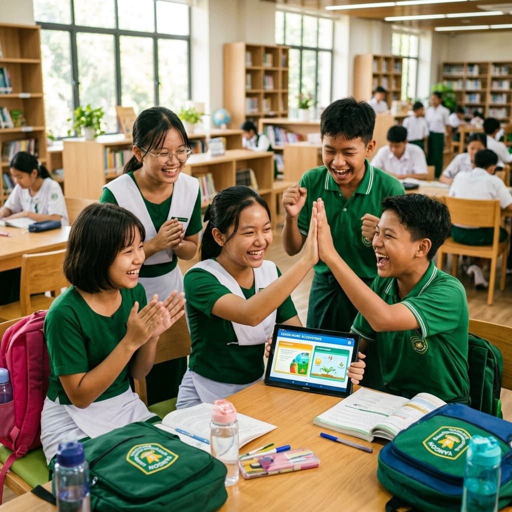 Students high fiving